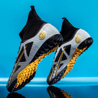 High Top Sock Collar AG Soccer Cleats for Men in Black Turf Sole
