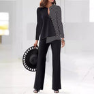 Asymmetric design modern pant suit set, view 2
