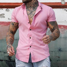 Slim fit lightweight short sleeve shirt in pink