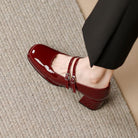 Fall Faux Leather Block Heel Mary Jane Pumps for Women