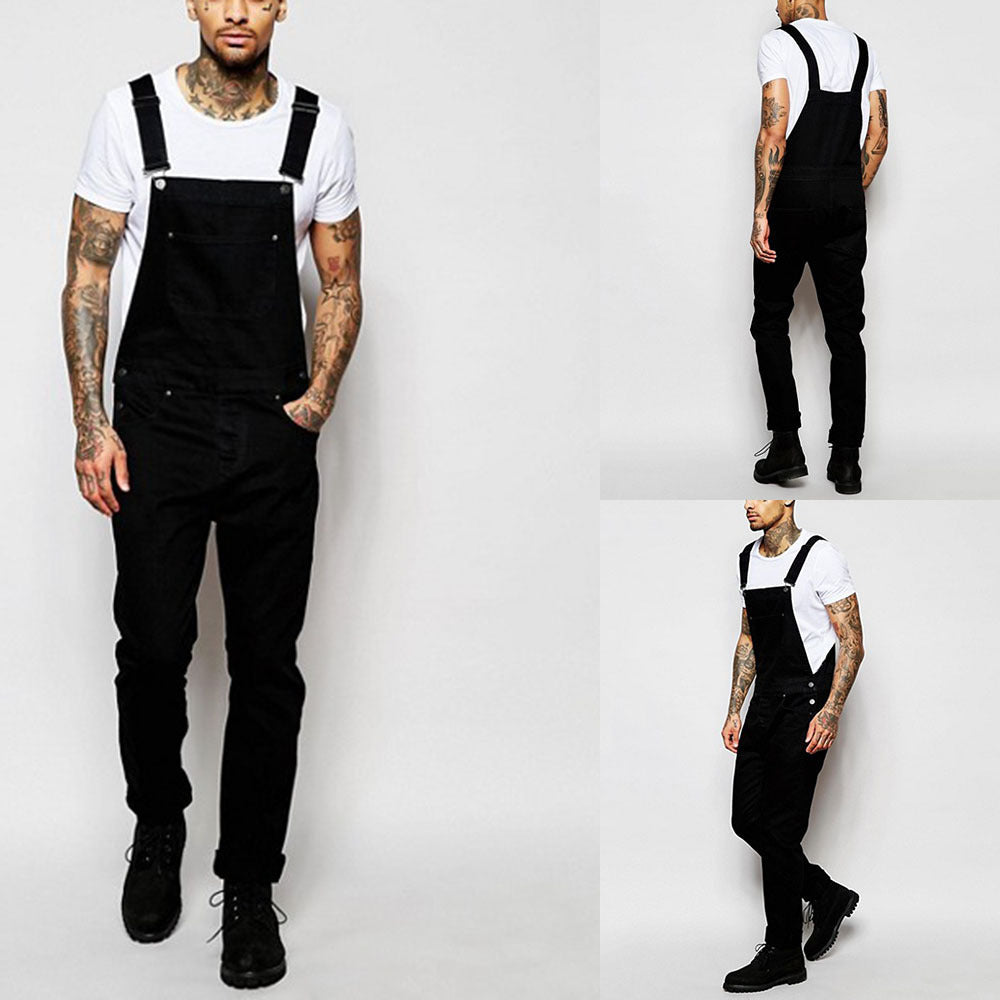 Modern fit adjustable strap denim overall, view 1