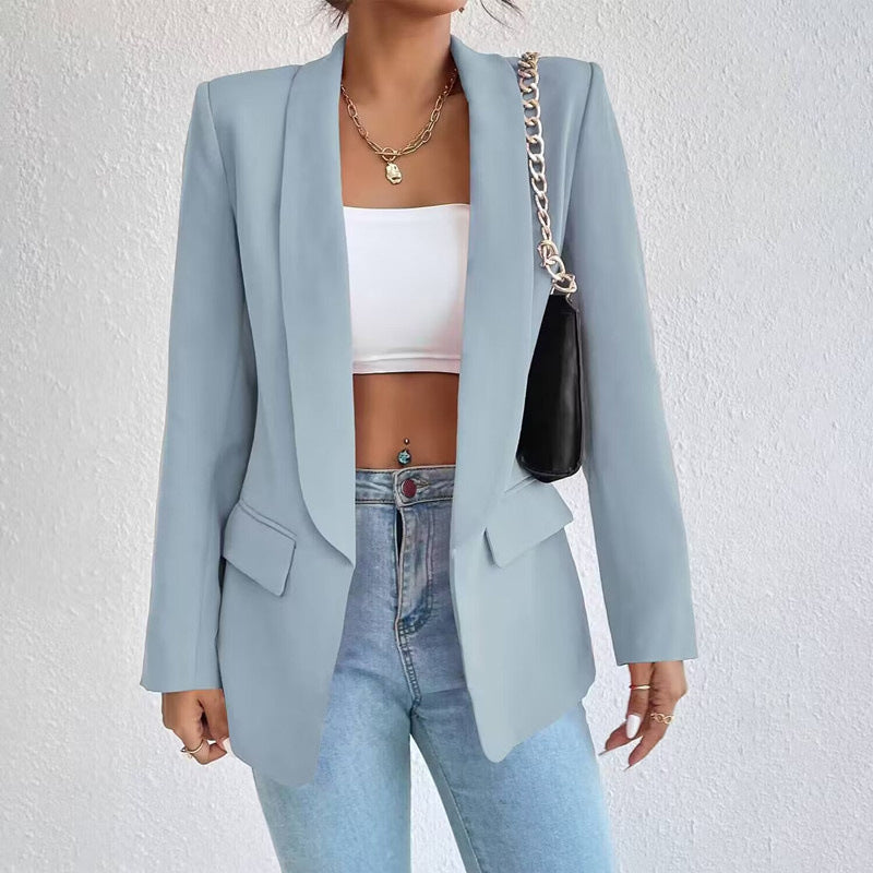 Blazer Womens Shawl Lapel One Button Closure Woven Office Daily