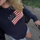 American flag motif knit sweater, view 3
