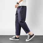Breathable relaxed cropped pant in navy blue