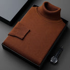 Winter Soft Fine Knit Turtleneck Sweater for Men in Rust