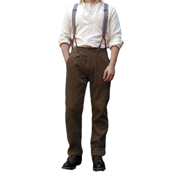 Pleated pant with adjustable suspenders, view 2