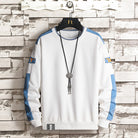 Cotton blend sporty crew neck sweatshirt in white