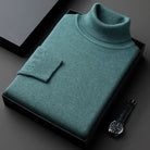Winter Soft Fine Knit Turtleneck Sweater for Men in Teal