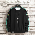 Cotton blend sporty crew neck sweatshirt in black