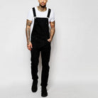 Modern fit adjustable strap denim overall in black