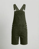 Durable denim bib short with pockets in green
