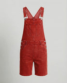 Durable denim bib short with pockets, view 9