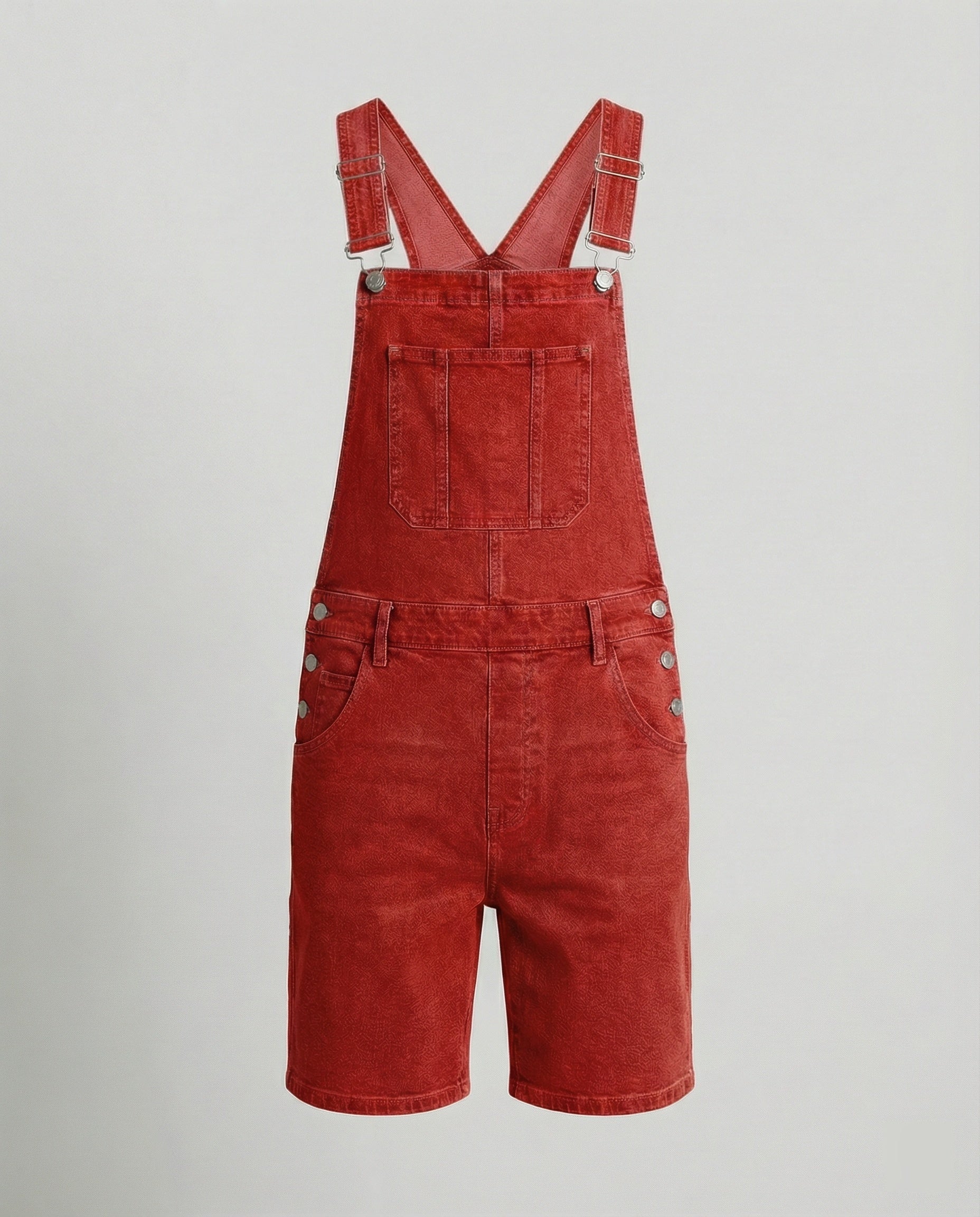 Durable denim bib short with pockets, view 9