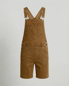 Durable denim bib short with pockets in brown