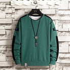 Cotton blend sporty crew neck sweatshirt in green
