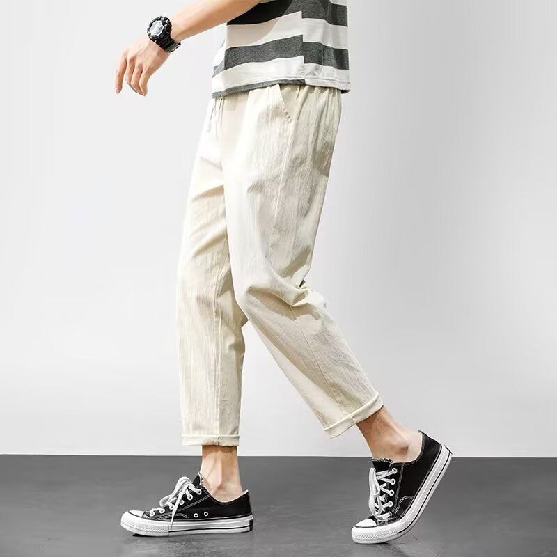 Breathable relaxed cropped pant in white