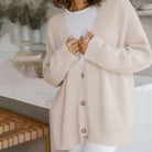 Fall Cashmere Feel Oversized V Neck Cardigan for Women