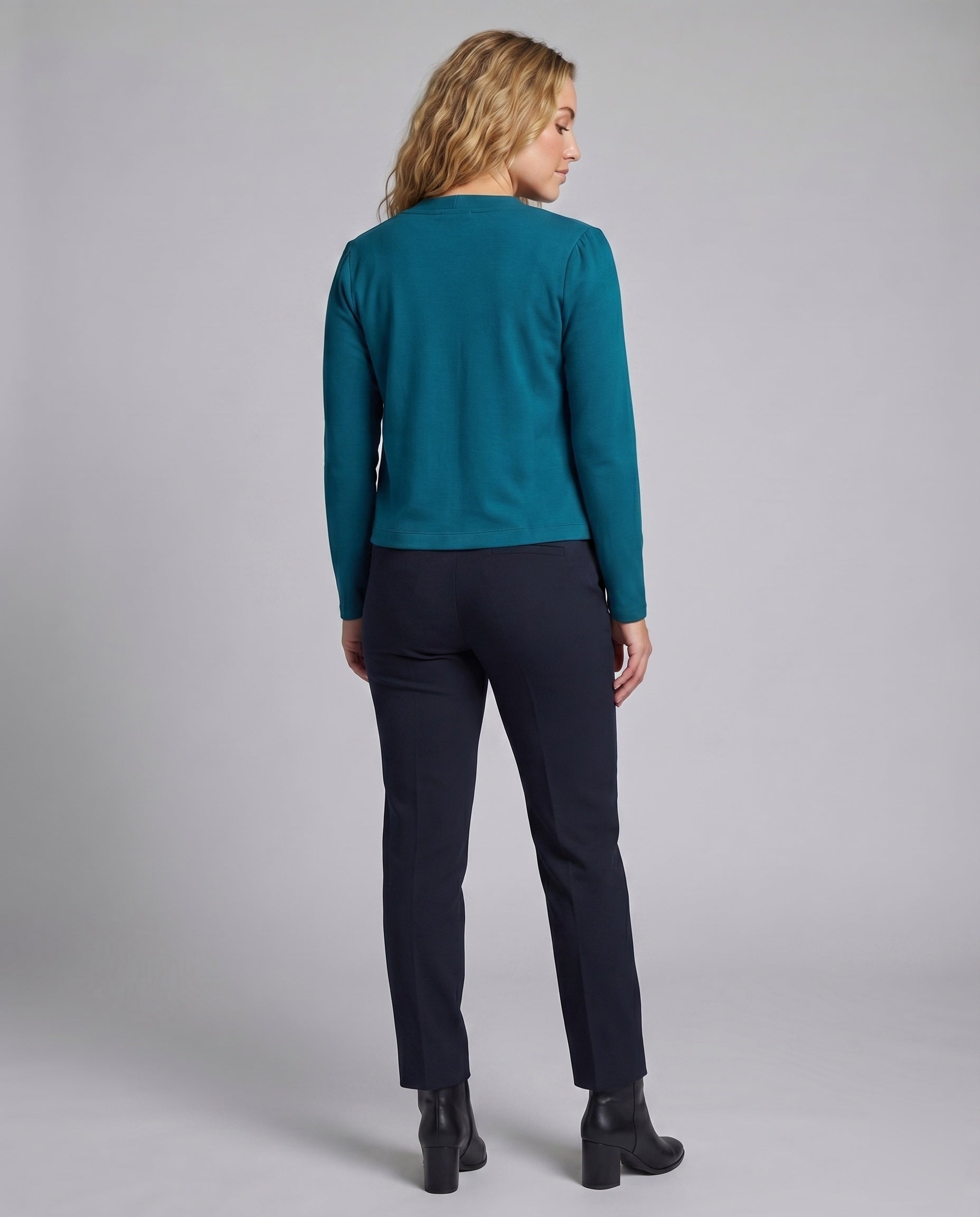 Shawl collar open front tailored bolero blazer, view 4