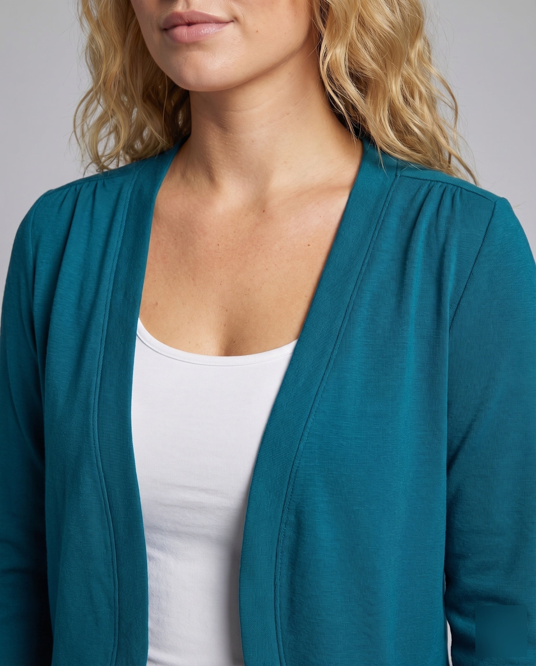 Shawl collar open front tailored bolero blazer, view 3