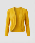 Shawl collar open front tailored bolero blazer in yellow