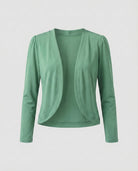 Shawl collar open front tailored bolero blazer in green