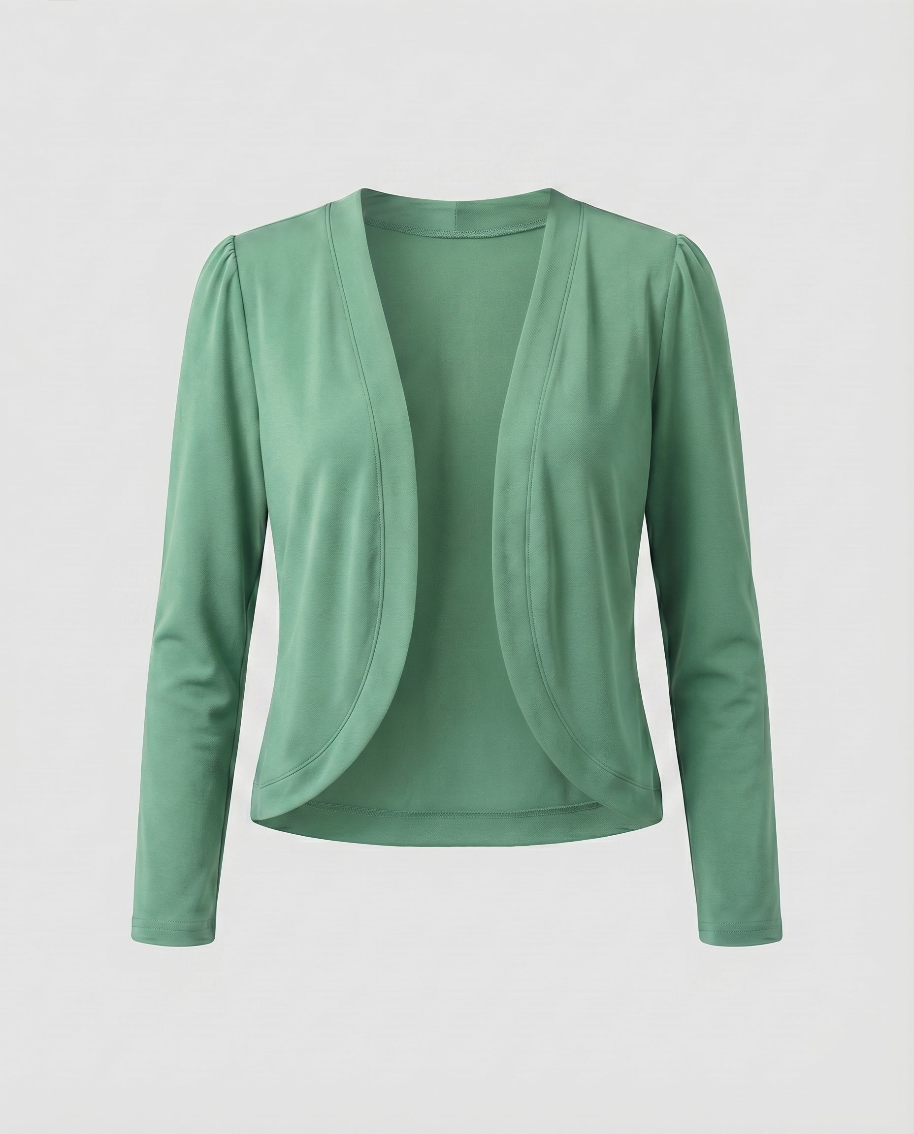 Shawl collar open front tailored bolero blazer in green