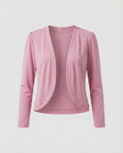 Shawl collar open front tailored bolero blazer in pink