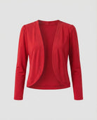 Shawl collar open front tailored bolero blazer in red