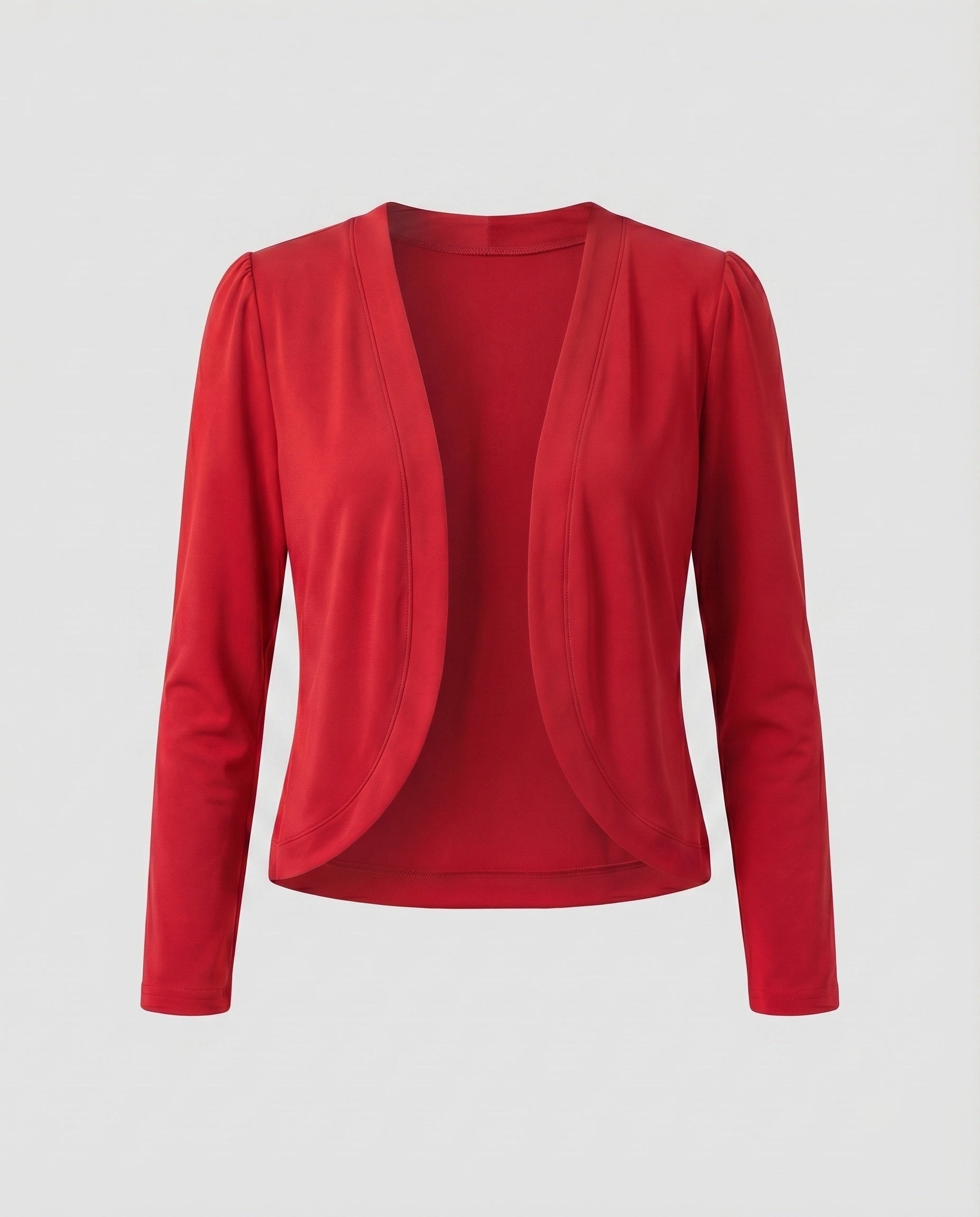 Shawl collar open front tailored bolero blazer in red
