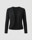 Shawl collar open front tailored bolero blazer in black