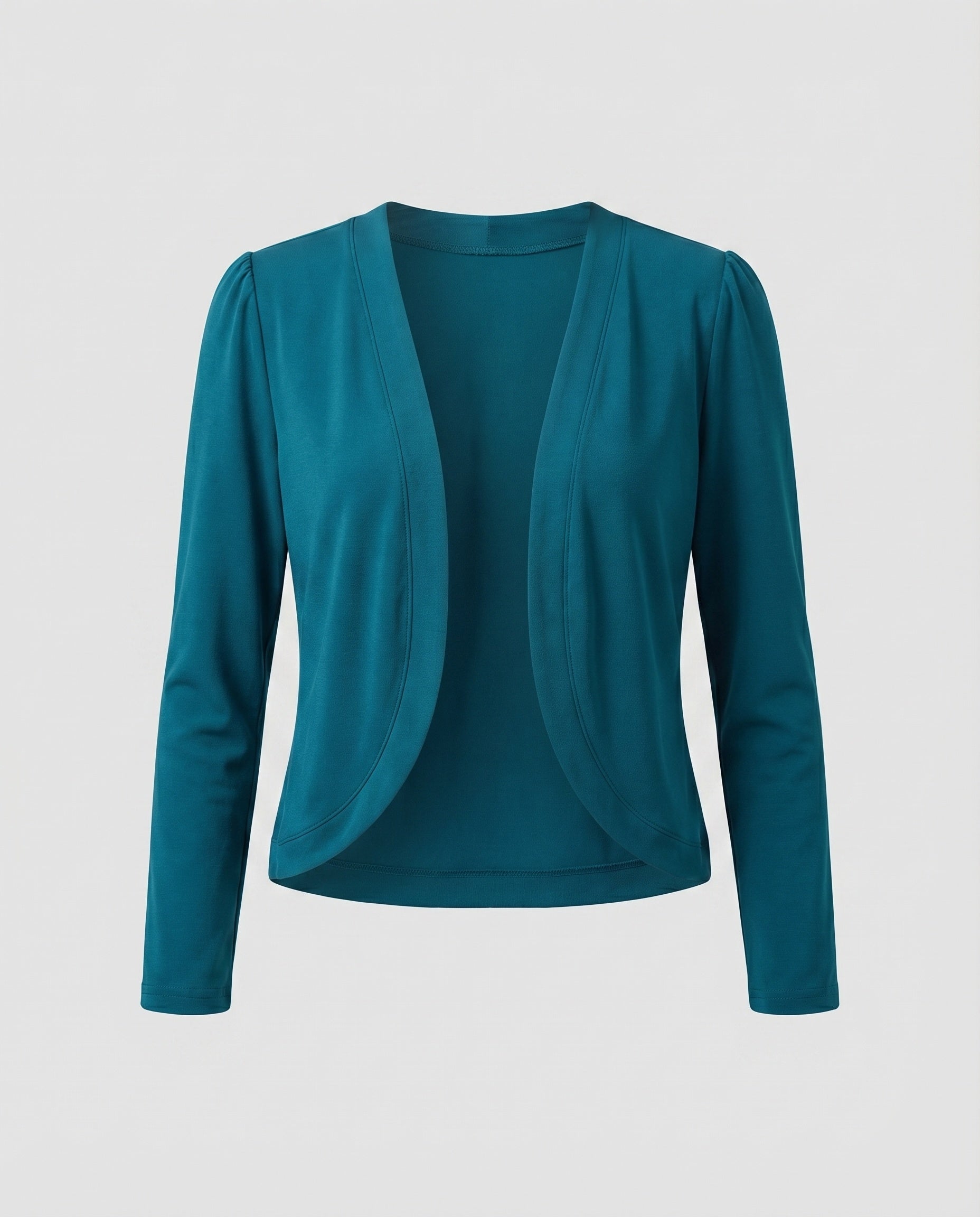 Shawl collar open front tailored bolero blazer in turquoise