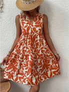Boho floral V-neck strappy mini dress in orange