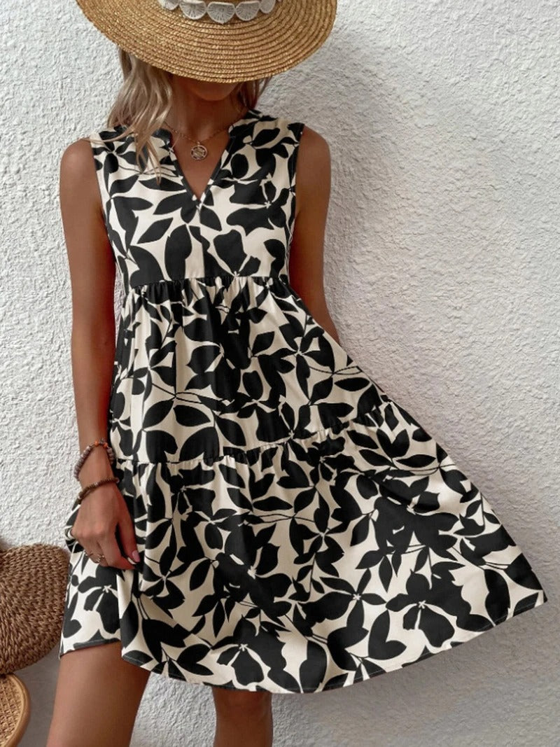 Boho floral V-neck strappy mini dress, view 5