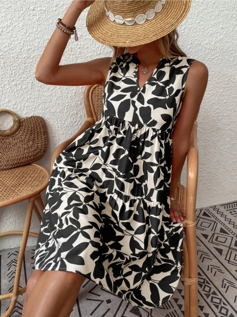 Boho floral V-neck strappy mini dress, view 6