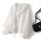 Lightweight loose long sleeve sun hoodie in white