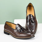 Croc embossed leather tassel loafer, view 5