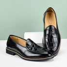 Croc embossed leather tassel loafer, view 7