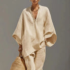 Batwing sleeve top and tapered pants set, view 1