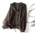 Lightweight loose long sleeve sun hoodie in chocolate