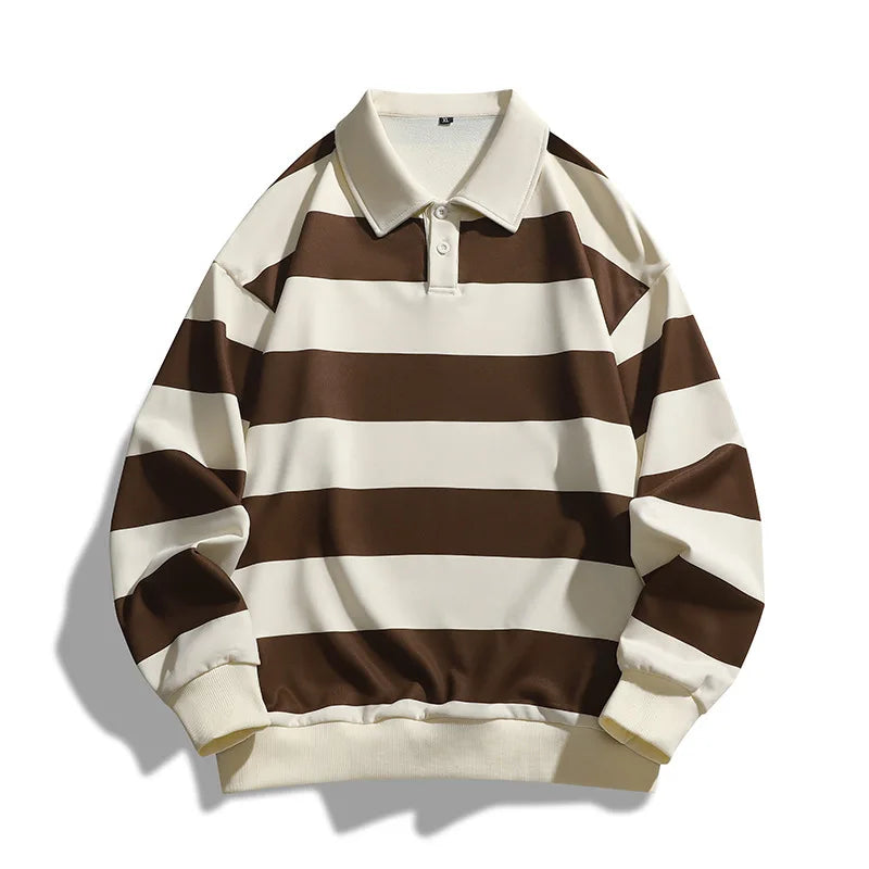 Classic striped collared rugby shirt in brown