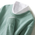 Ribbed trim cashmere blend knit sweater in mint green