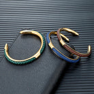 Braided leather and stainless steel cuff bracelet, view 19