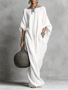 Batwing sleeve loose fit maxi dress in white