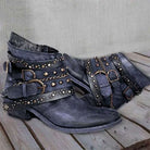 Vintage style cushioned slip on boot in blue