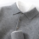 Turn down collar knit polo sweater in gray