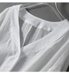 Batwing sleeve cotton linen V-neck blouse, view 2
