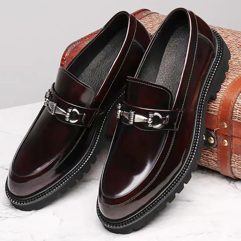 Polished leather horse bit dress loafer, view 2