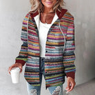 Fall Brushed Plaid Hooded Button Front Shirt Jacket for Women in Multicolored