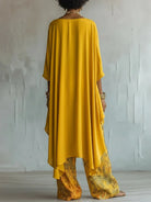 Asymmetric hem printed wide leg two piece set, view 3