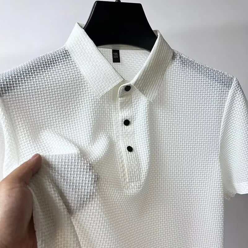 Featherlight waffle knit polo shirt, view 14